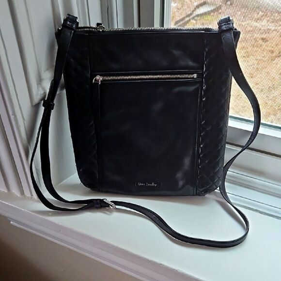 Vera Bradley Black Leather Crossbody Bag - Picture 2 of 12